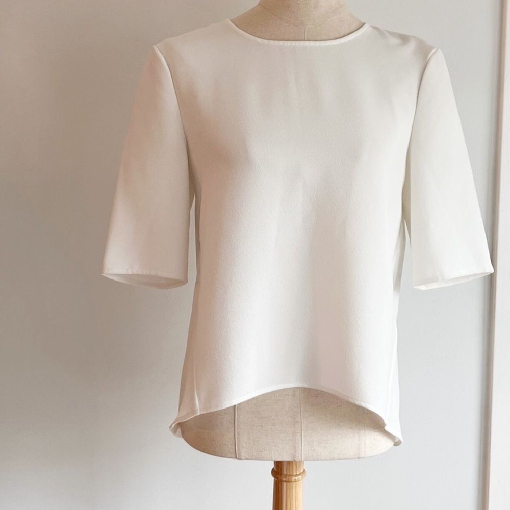 Whistles Crew Neck Casual Blouse Half Sleeve Women's Size 2 White
